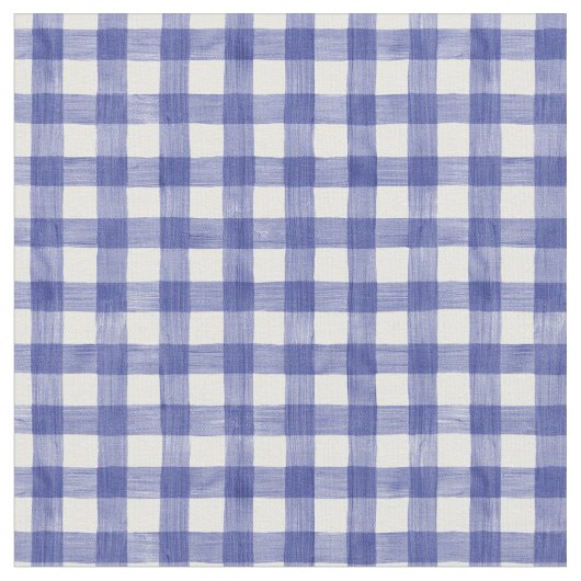 Navy Watercolor Gingham Fabric Stoff (Nahaufnahme)