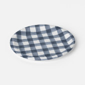 Navy Watercolor Gingham Pappteller (Schrägansicht)