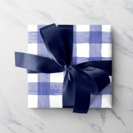 Navy Watercolor Gingham Wrapping Paper Geschenkpapier