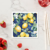 Navy Watercolor Lemons Muster europäisch Italienis Serviette (Beispiel)