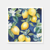Navy Watercolor Lemons Muster europäisch Italienis Serviette (Vorderseite)