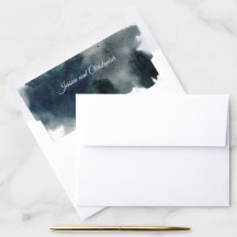 Navy Watercolor Personalisiert A7 Umschlag Liner