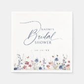 Navy Watercolor Wildflower Rustic Bridal Shower  Serviette (Vorderseite)