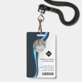 Navy Wave | Mitarbeiter Foto ID Company Security Ausweis (Vorderseite mit Lanyard)