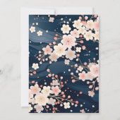 Navy Waves Sakura Blossom Modern Wedding Save The Date (Rückseite)