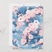 Navy Waves Sakura Blossom Modern Wedding Save The Date (Rückseite)