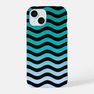 Navy Wavy Stripes Nautic Muster iPhone 15 Hülle