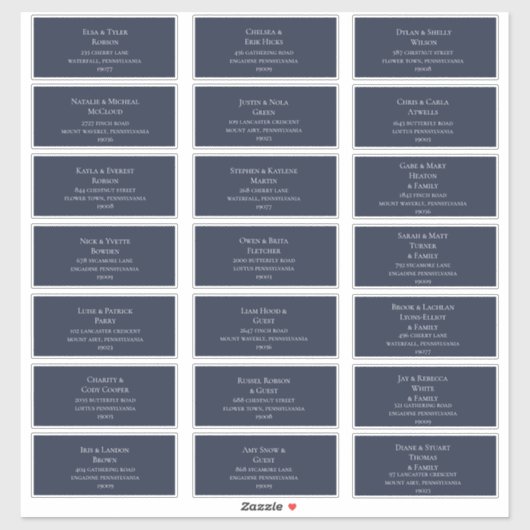 Navy Wedding Guest Address Labels (Blatt)
