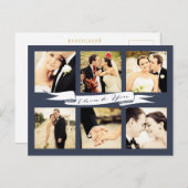Navy Wedding Vielen Dank Script Typografy Foto Postkarte (Vorne/Hinten)