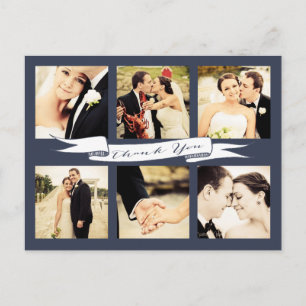 Navy Wedding Vielen Dank Script Typografy Foto Postkarte