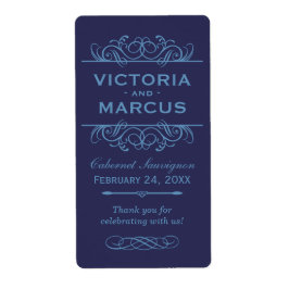 Navy Wedding Wine Bottle Monogram Fevor Labels
