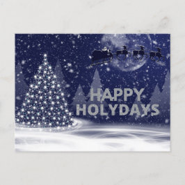 Navy Weihnachtsbaum Dark Snowy Night Postkarte