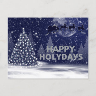 Navy Weihnachtsbaum Dark Snowy Night Postkarte