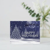 Navy Weihnachtsbaum Dark Snowy Night Postkarte (Stehend Vorderseite)
