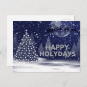 Navy Weihnachtsbaum Dark Snowy Night Postkarte (Vorne/Hinten)