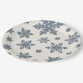 Navy & Weiß Französisches Landhaus-Stil Schneeglöc Pappteller (Schrägansicht)