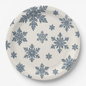 Navy & Weiß Französisches Landhaus-Stil Schneeglöc Pappteller (Vorderseite)