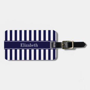 Navy Weiß gestreifte Navy Blau Band Namensmonogram Gepäckanhänger