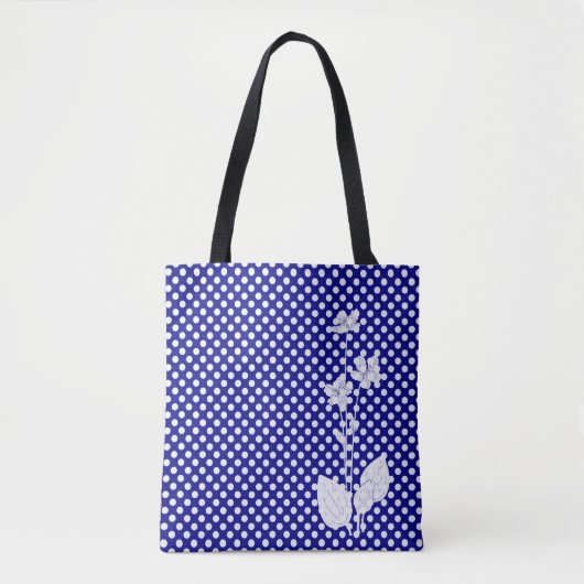 Navy-weiß getupfte Tasche (Vorderseite)