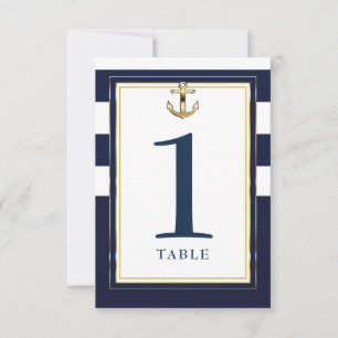 Navy Weiß & Gold Anker Maritime Tisch Sitzgelegenh Einladung