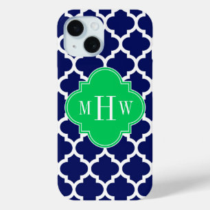 Navy Weiß Marokkanisch #5 Smaragd 3 Anfangsmonogra Case-Mate iPhone Hülle