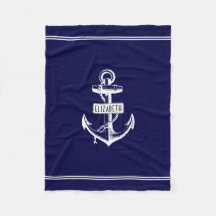 Navy-weiß-nautischer Anker und Seestrecken