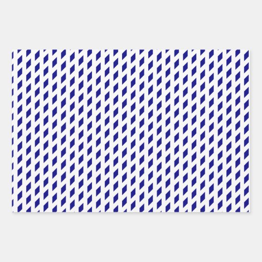 Navy Weiß Streifen Karo Diamant geometrisches Must Geschenkpapier Set (Vorderseite)