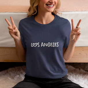 Navy Weiß Whimsical Herz-Typografie Los Angeles Tri-Blend Shirt