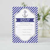 Navy, weißer Anker nautische Hochzeit RSVP (Stehend Vorderseite)