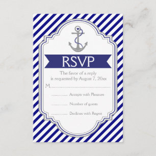 Navy, weißer Anker nautische Hochzeit RSVP Karte