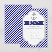 Navy, weißer Anker nautische Hochzeit RSVP Karte (Vorne/Hinten)