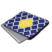 Navy Welch marokkanischer #5 Ananas 3 Initial Mono Laptopschutzhülle (Vorne Knopf)