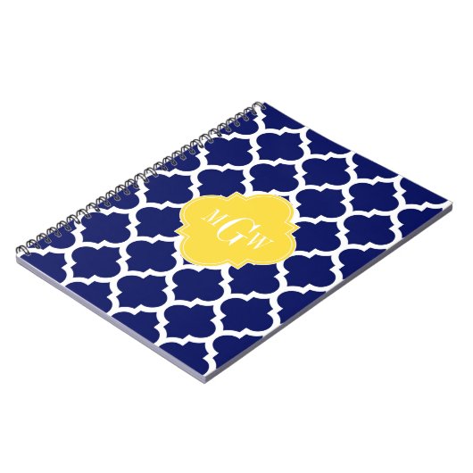 Navy Welch marokkanischer #5 Ananas 3 Initial Mono Notizblock (Linke Seite)
