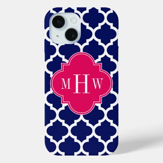 Navy Welch marokkanischer #5 Raspberry 3 Initial M Case-Mate iPhone Hülle (Rückseite)