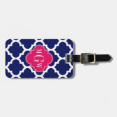 Navy Welch marokkanischer #5 Raspberry 3 Initial M Gepäckanhänger (Vorderseite horizontal)