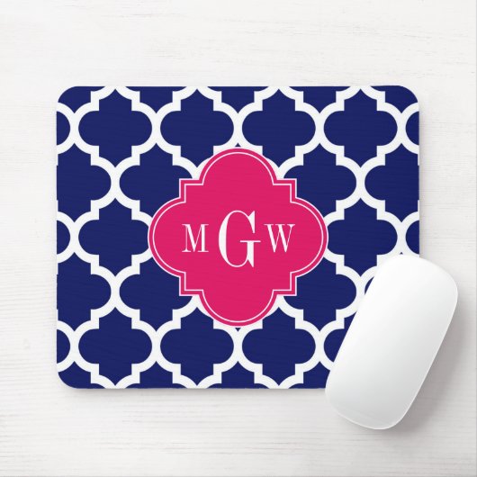 Navy Welch marokkanischer #5 Raspberry 3 Initial M Mousepad (Mit Mouse)