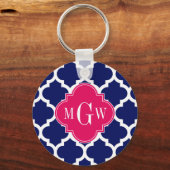 Navy Welch marokkanischer #5 Raspberry 3 Initial M Schlüsselanhänger (Vorderseite)