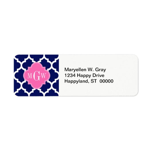 Navy Welches marokkanische #5 Hot Pink2 3 Initial  (Vorne)