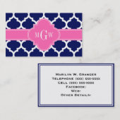 Navy Welches marokkanische #5 Hot Pink2 3 Initial Visitenkarte (Vorne/Hinten)