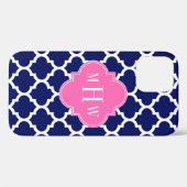 Navy Welches marokkanische #5 Hot Pink 3 Initial M Case-Mate iPhone Hülle (Rückseite (Horizontal))