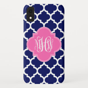 Navy Welches marokkanische #5 Hot Pink 3 Initial M Case-Mate iPhone Hülle