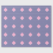 Navy Welches Zickzack ZigZag Pink Quatrefolienmono Geschenkpapier (Flach)