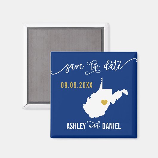 Navy West Virginia Hochzeit Speichern Sie die Datu Magnet (Vorderseite/Rückseite)