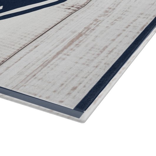 Navy & White Anchor Nautical Family Name Beach Co Schneidebrett (Ecke)