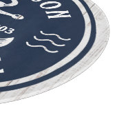 Navy White Anchor Nautical Family Name Beach House Schneidebrett (Ecke)