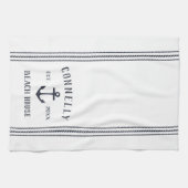 Navy & White Anchor Personalisiert Beach House Geschirrtuch (Horizontal)