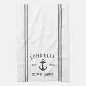 Navy & White Anchor Personalisiert Beach House Geschirrtuch (Vertikal)