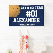 Navy White Basketball Team Spirit Banner (Insitu)