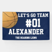 Navy White Basketball Team Spirit Banner (Horizontal)