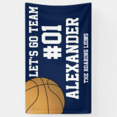 Navy White Basketball Team Spirit Banner (Vertikal)